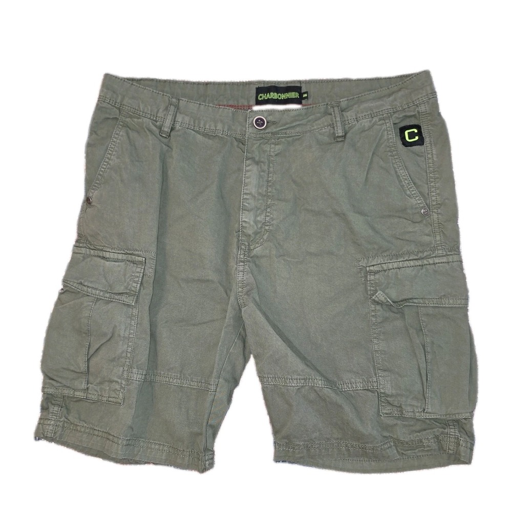 Charbonnier Men's Size 36 Khaki Green Cotton Cargo Utility Shorts Outdoor Casual
